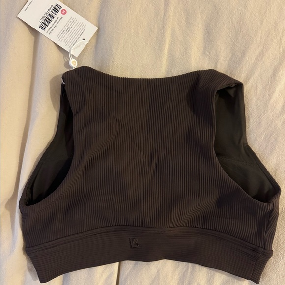 Brown Ribbed Sports Bra - Picture 4 of 5